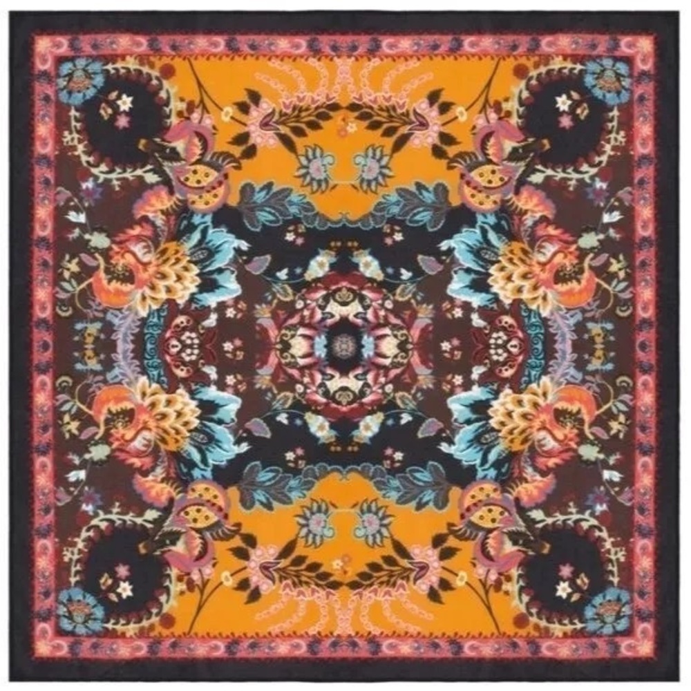 VISMAYA Rhapsody Square Oversized Rayon Scarf Bold Graphic Abstract Print 25x25